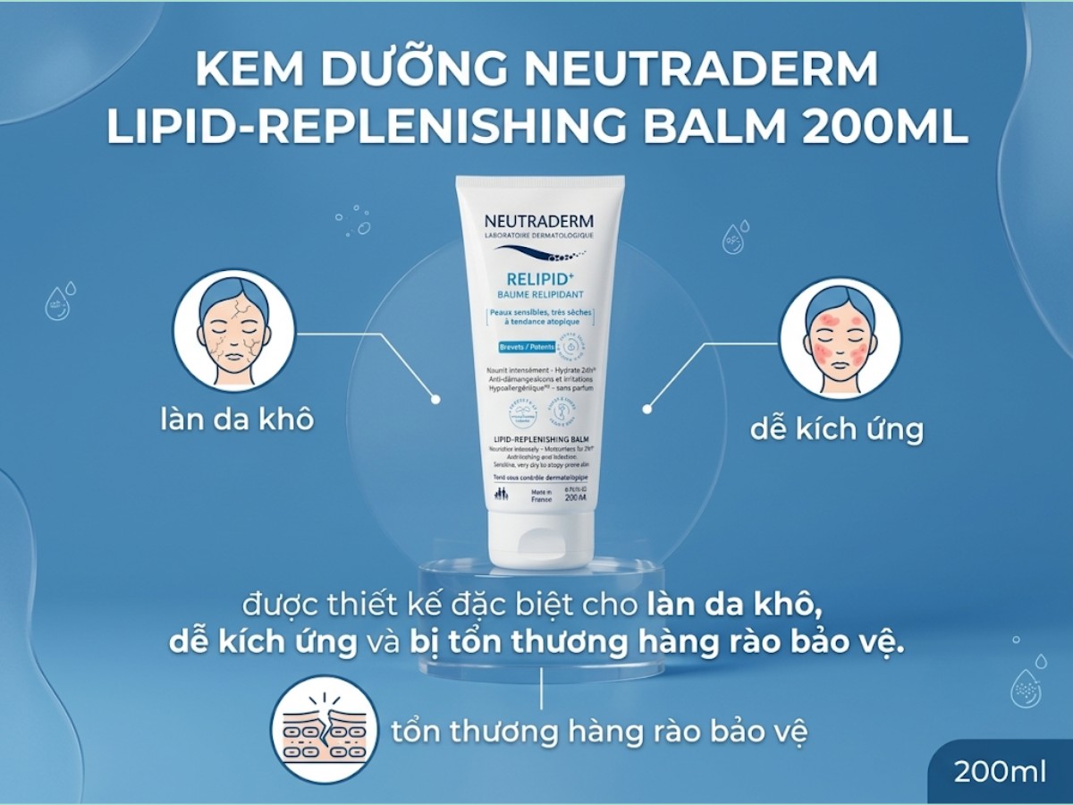 Kem Dưỡng NEUTRADERM Lipid-Replenishing Balm 7 Kem Dưỡng NEUTRADERM Lipid-Replenishing Balm được thiết kế đặc biệt cho làn da khô, dễ kích ứng và bị tổn thương hàng rào bảo vệ