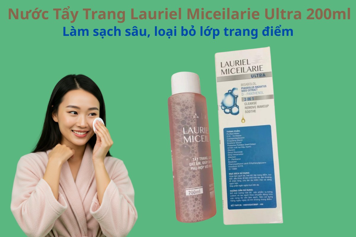 Nước tẩy trang Lauriel Miceilarie Ultra 200ml 9 Nước tẩy trang Lauriel Miceilarie Ultra 200ml làm sạch sâu