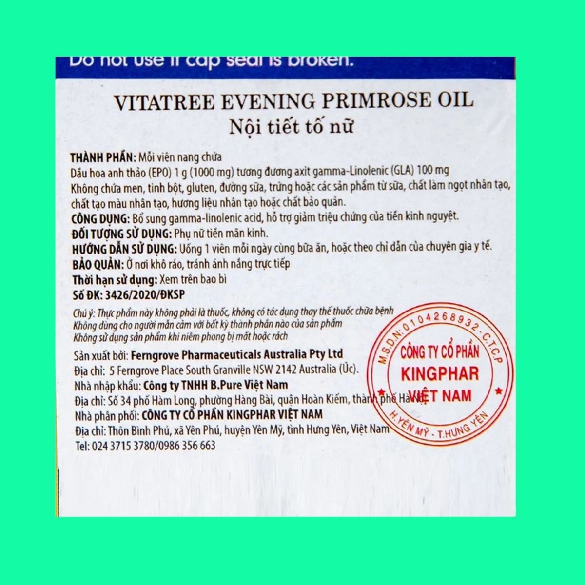 Evening Primrose Oil Vitatree-8 Evening Primrose Oil Vitatree