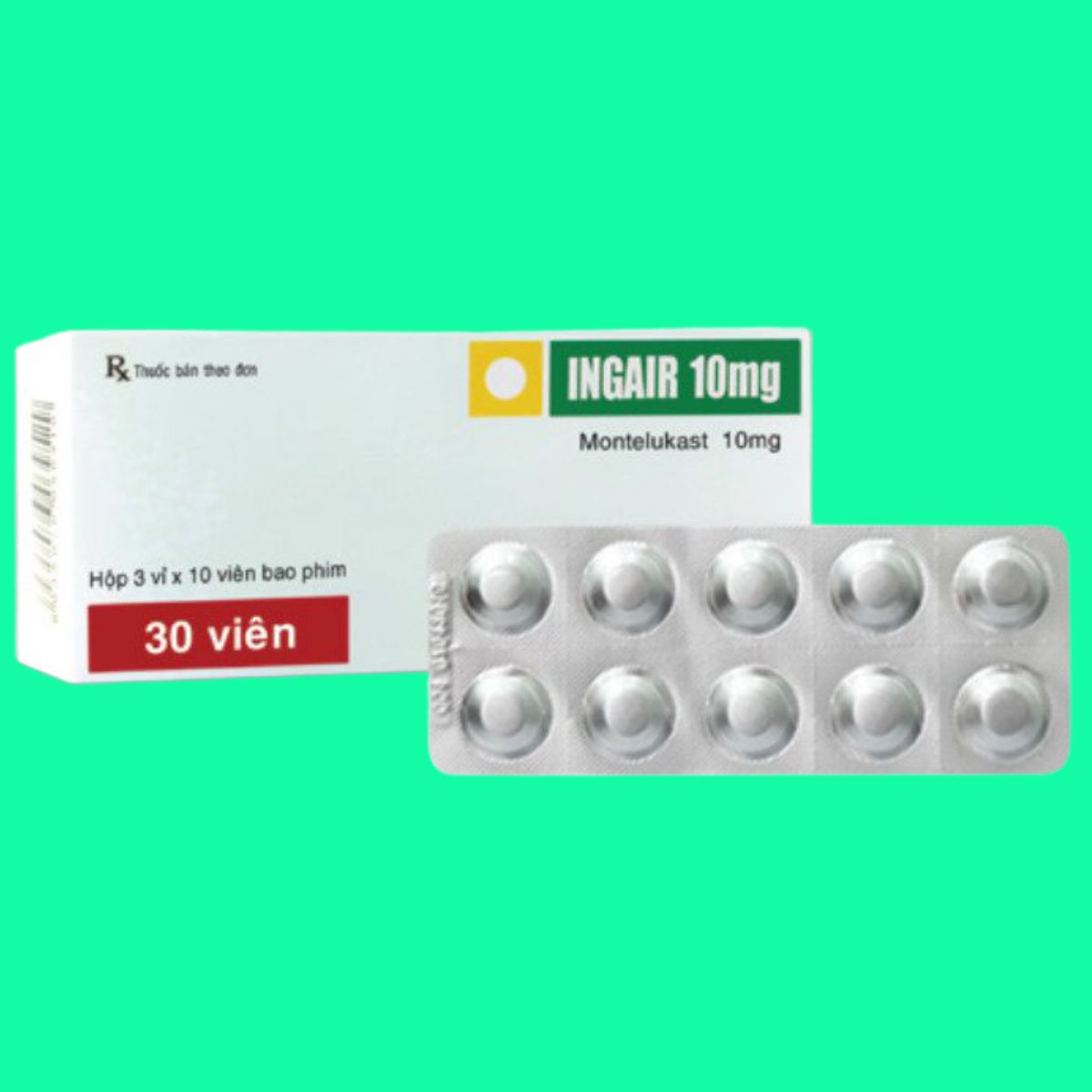 Ingair-10mg-2 Thuốc Ingair 10mg có tác dụng phòng và điều trị hen phế quản mạn tính cho người lớn và trẻ từ 6 tháng tuổi trở lên