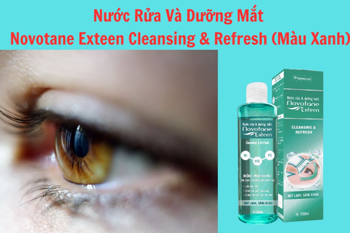 Nước Rửa Và Dưỡng Mắt Novotane Exteen Cleansing & Refresh (Màu Xanh) có tác dụng cung cấp độ ẩm, làm dịu, hỗ trợ giảm đỏ và ngứa