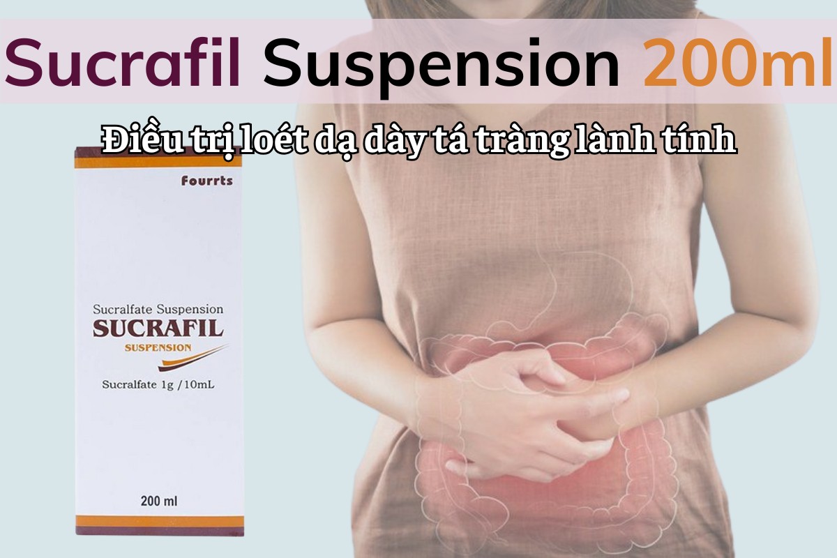 Sucrafil Suspension 200ml 10 Sucrafil Suspension 200ml điều trị loét dạ dày tá tràng lành tính