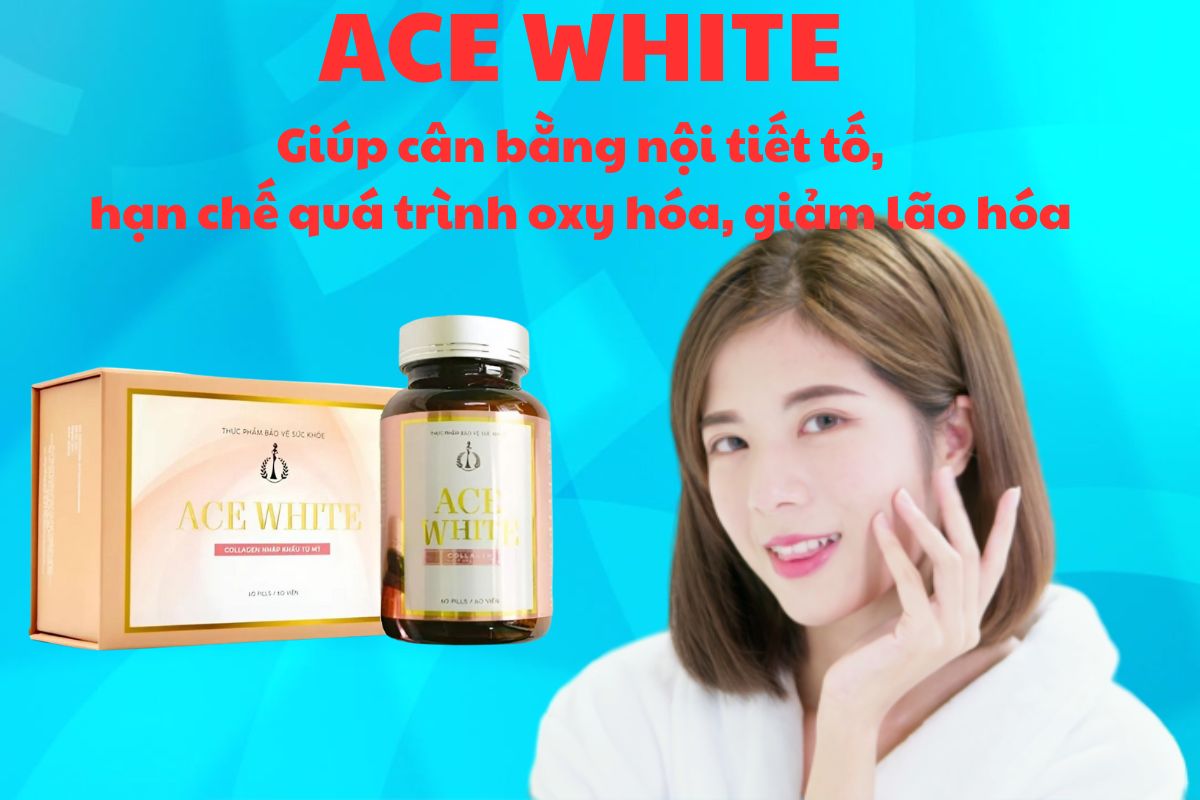 ACE WHITE có tác dụng hỗ trợ điều hòa nội tiết tố nữ, góp phần làm chậm quá trình oxy hóa trong cơ thể