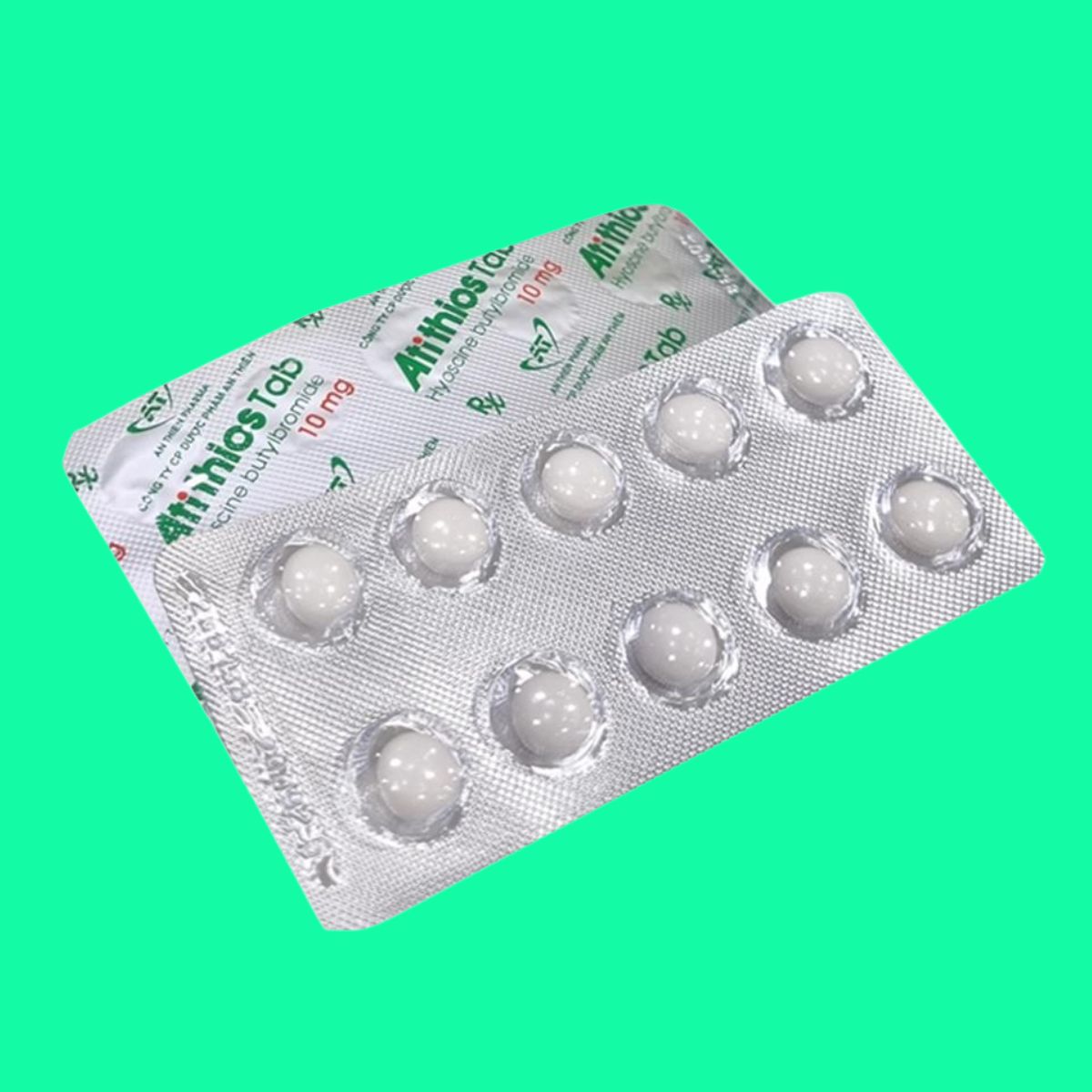 Atithios-Tab-1 Thuốc Atithios Tab 10mg có tác dụng giúp giảm co thắt cơ trơn tại đường tiêu hóa và tiết niệu - sinh dục