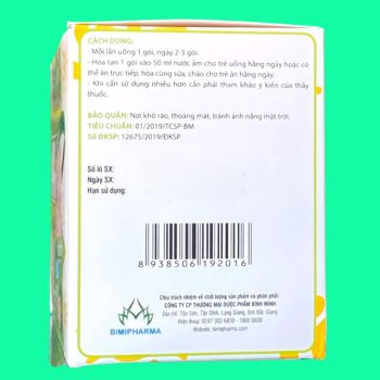 Cốm Bimikids có tác dụng hỗ trợ bổ sung vitamin và axit amin thiết yếu, hỗ trợ tăng cường sức khỏe tổng thể