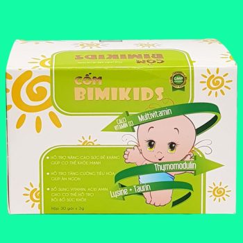 Cốm Bimikids có tác dụng hỗ trợ bổ sung vitamin và axit amin thiết yếu, hỗ trợ tăng cường sức khỏe tổng thể