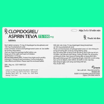 Clopidogrel/Aspirin Teva 75/100mg 3 Clopidogrel/Aspirin Teva 75/100mg