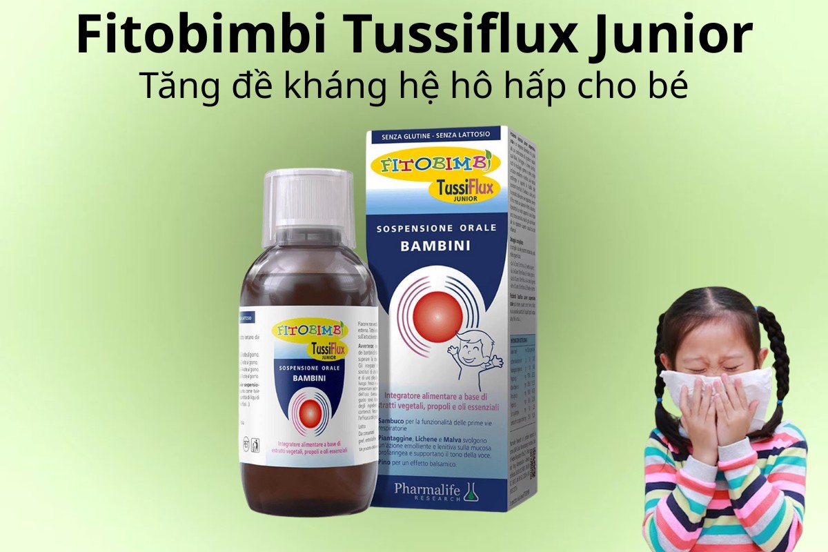 Fitobimbi Tussiflux Junior 9 Fitobimbi Tussiflux Junior tăng đề kháng hệ hô hấp cho bé