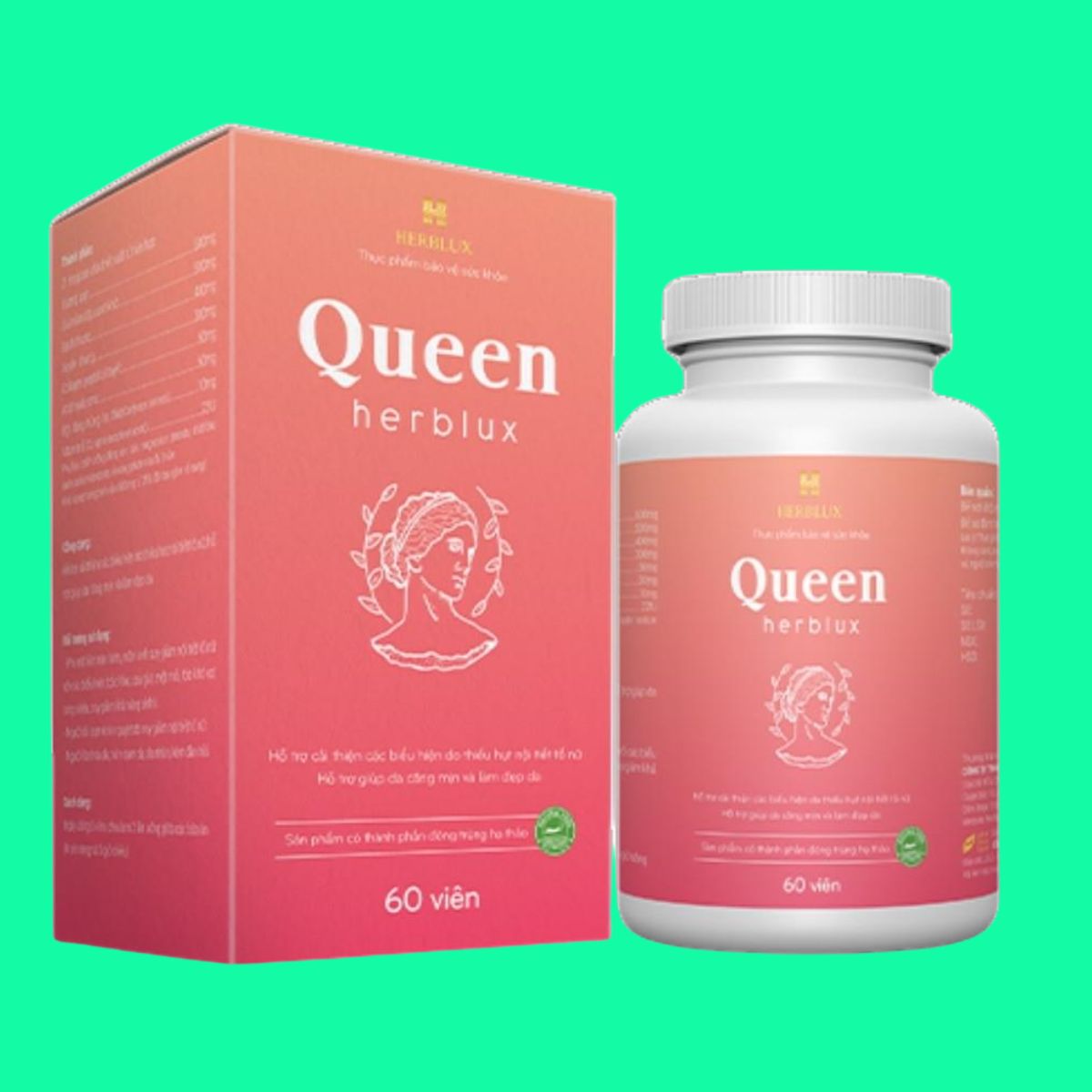 QUEEN-HERBLUX-4 Queen Herblux có tác dụng hỗ trợ cân bằng nội tiết tố nữ, giúp da duy trì sự mịn màng, tươi sáng