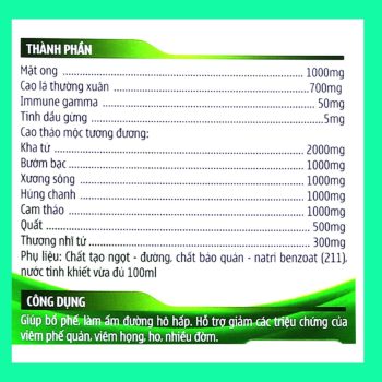 Sirohocam Thanh Diệp King Baby 6 Sirohocam Thanh Diệp King Baby có tác dụng làm dịu cổ họng và hỗ trợ giảm kích ứng do ho