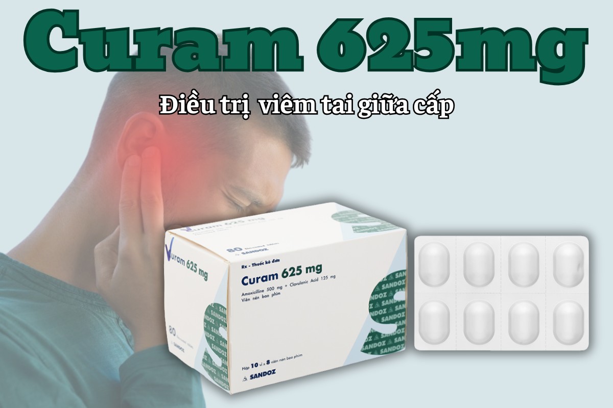 Curam 625mg điều trị viêm tai giữa cấp