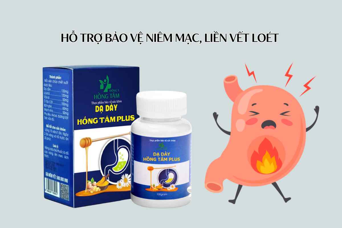Dạ Dày Hồng Tâm Plus hỗ trợ bảo vệ niêm mạc, liền vết loét