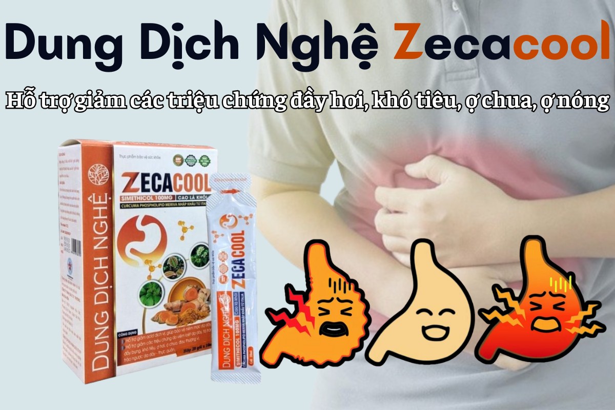 Dung Dịch Nghệ Zecacool giảm triệu chứng đầy hơi, khó tiêu, ợ chua, ợ nóng