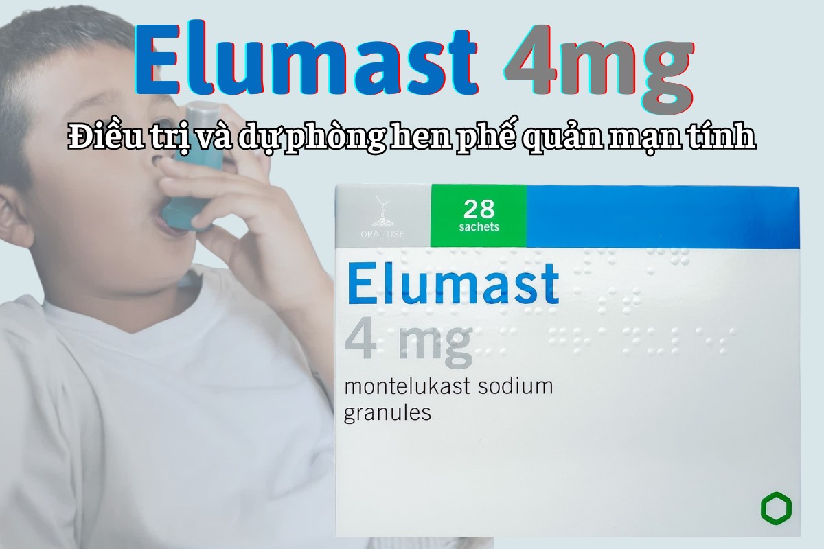 Elumast 4mg 14 Elumast 4mg điều trị và dự phòng hen phế quản mạn tính