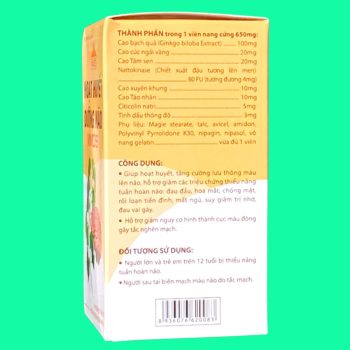 Hoạt huyết dưỡng não Vimos 6 Hoạt huyết dưỡng não Vimos có tác dụng hỗ trợ cải thiện tuần hoàn máu, đặc biệt là lưu lượng máu lên não