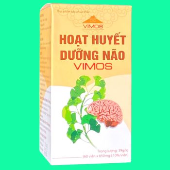 Hoạt huyết dưỡng não Vimos 3 Hoạt huyết dưỡng não Vimos có tác dụng hỗ trợ cải thiện tuần hoàn máu, đặc biệt là lưu lượng máu lên não