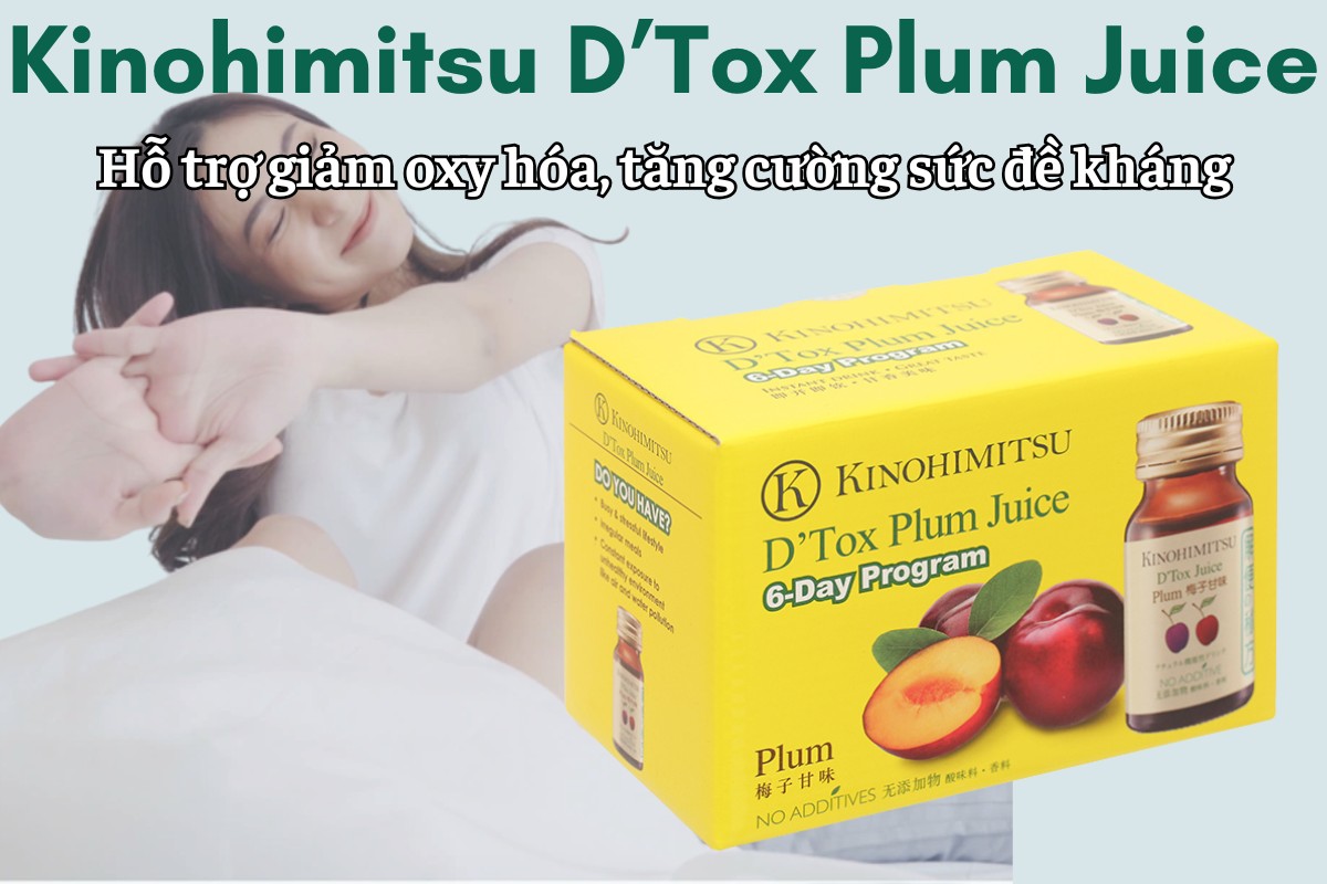 Kinohimitsu D’Tox Plum Juice 7 Kinohimitsu D’Tox Plum Juice hỗ trợ giảm oxy hóa, tăng cường sức đề kháng