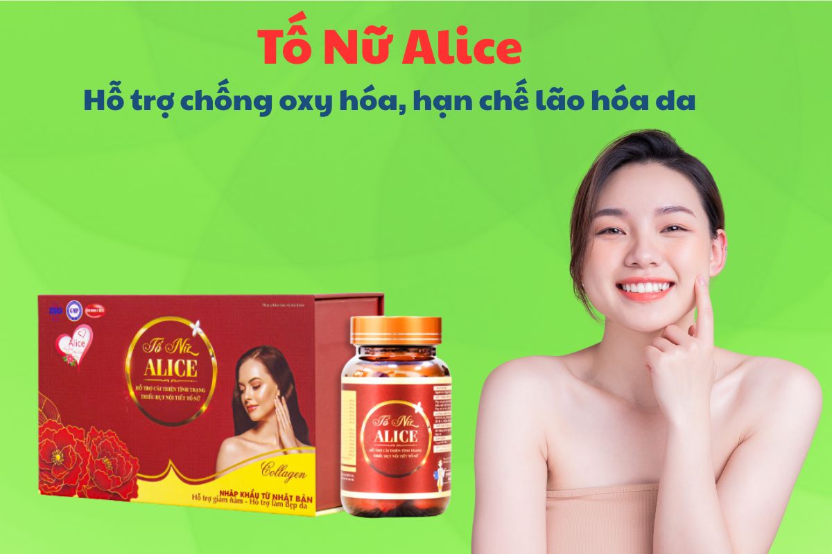 Tố Nữ Alice có tác dụng hỗ trợ làm chậm quá trình lão hóa và bảo vệ da khỏi tác động oxy hóa, cân bằng nội tiết tố nữ