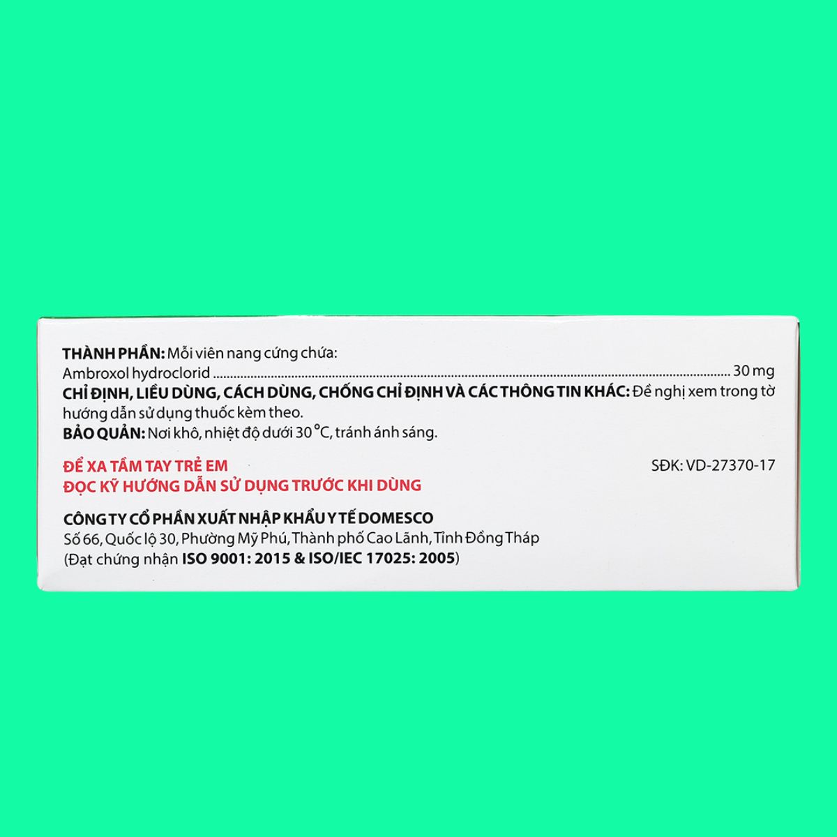 Ambroxol 30mg Domesco (9) Ambroxol 30mg Domesco