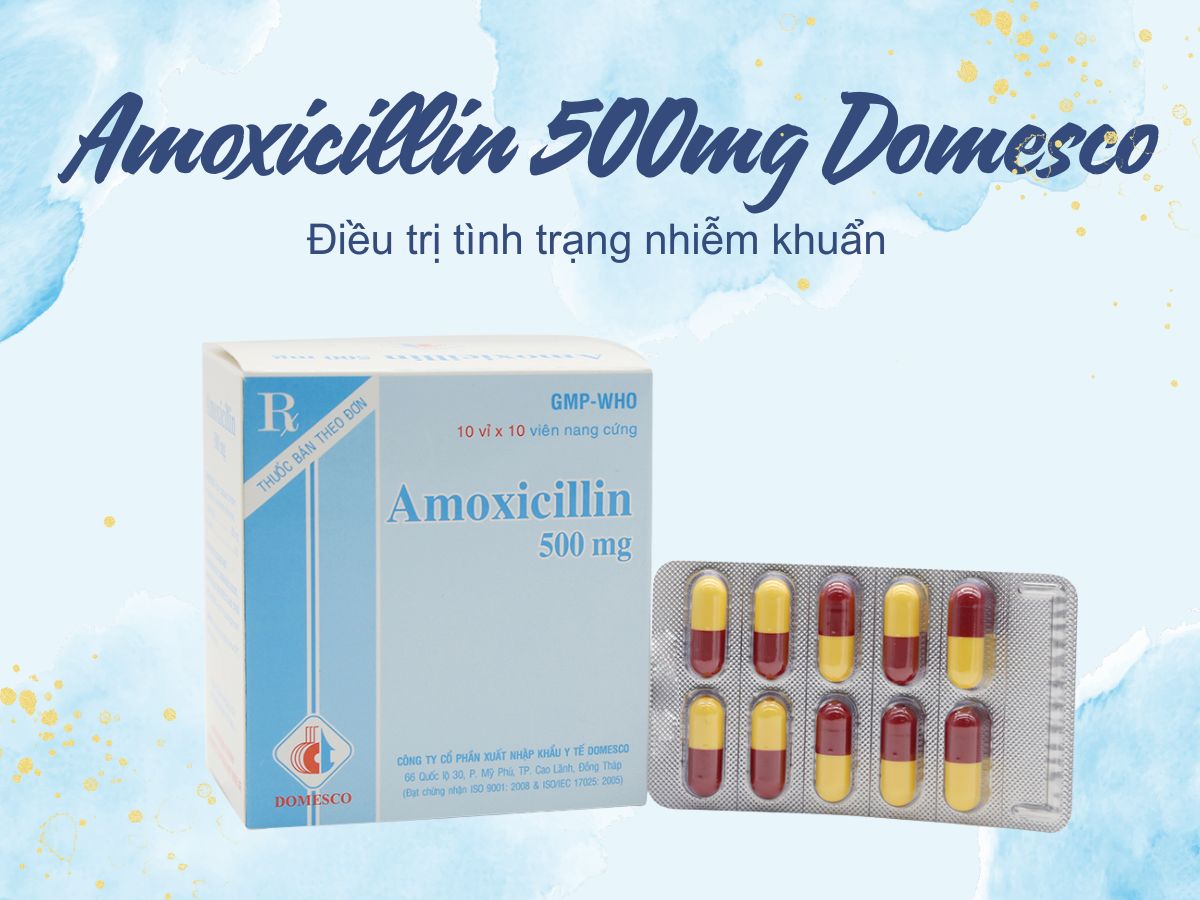 Amoxicillin 500mg Domesco 15 Amoxicillin 500mg Domesco iều trị nhiễm khuẩn da, nhiễm khuẩn đường mật