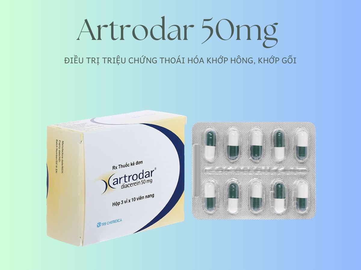 Thuốc Artrodar 50mg điều trị triệu chứng thoái hóa khớp hông, khớp gối