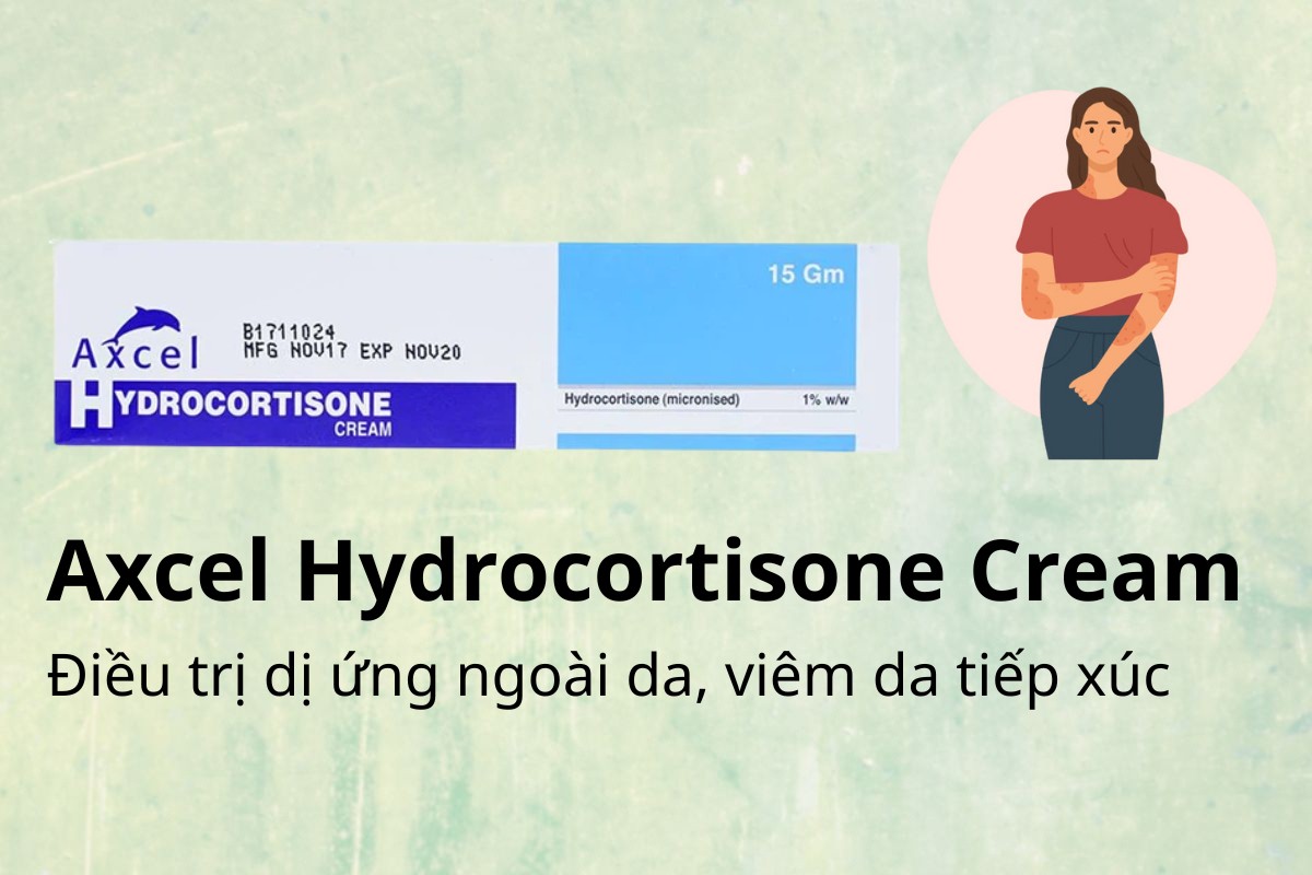 Axcel Hydrocortisone Cream điều trị dị ứng ngoài da, viêm da tiếp xúc