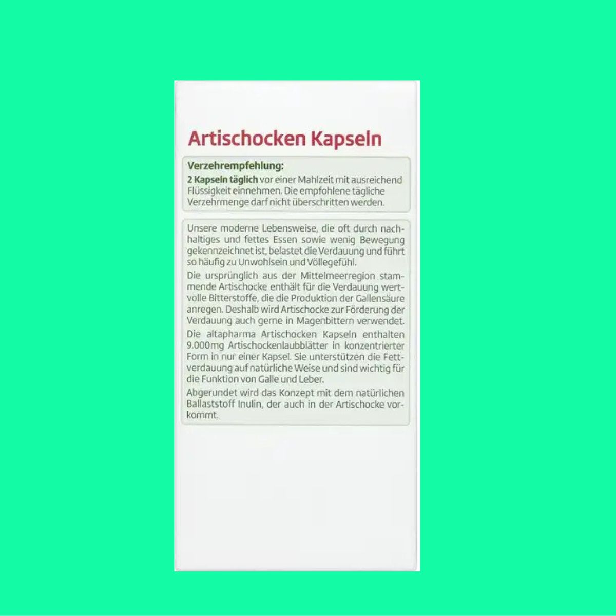 Bổ Gan Altapharma Artischocken Kapseln (5) Bổ Gan Altapharma Artischocken Kapseln