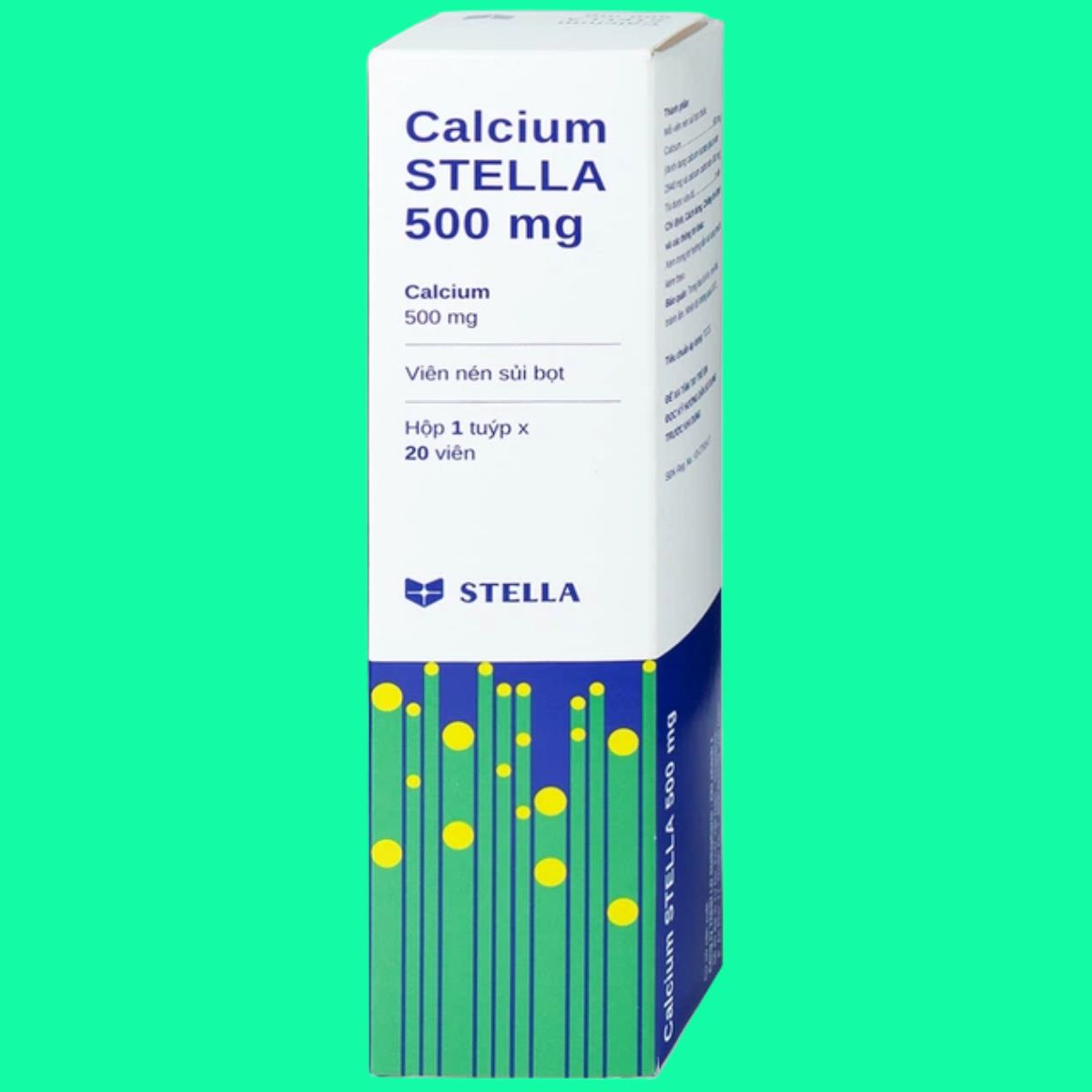 Calcium-Stella-2 Viên sủi Calcium Stella 500mg có tác dụng phòng và điều trị thiếu hụt calci