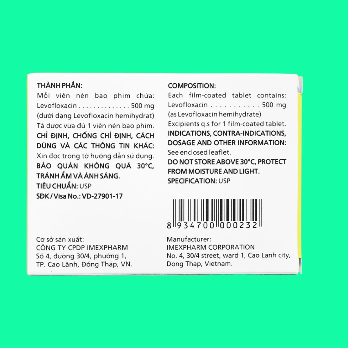 Levofloxacin 500 mg Imexpharm (3) Levofloxacin 500 mg Imexpharm