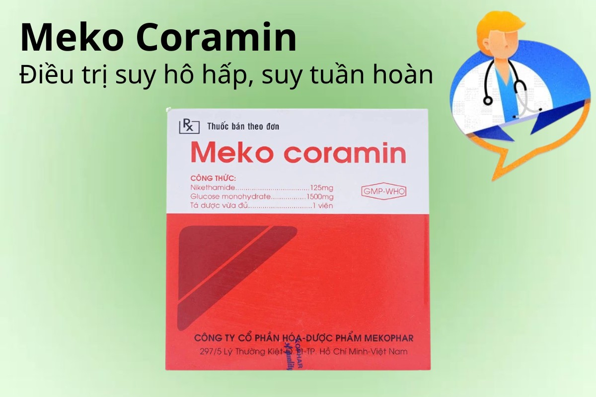Meko Coramin 8 Meko Coramin điều trị suy hô hấp, suy tuần hoàn