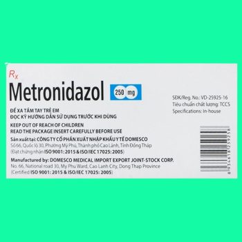 Metronidazol 250mg Domesco 4 Thuốc Metronidazol 250mg Domesco có tác dụng điều trị nhiễm khuẩn nặng do vi khuẩn kỵ khí