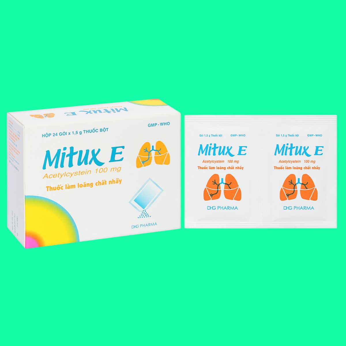 Mitux-E-100mg-DHG-Pharma-6 Thuốc Mitux E 100mg DHG Pharma có tác dụng giúp tiêu nhầy trong các bệnh hô hấp