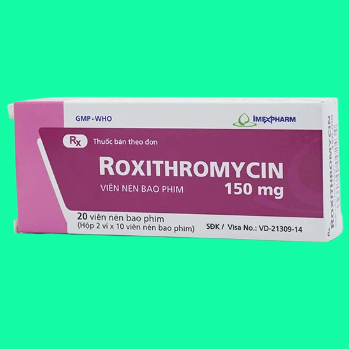 Roxithromycin-150mg-Imexpharm-2 Thuốc Roxithromycin 150mg Imexpharm có tác dụng điều trị bạch hầu, ho gà giai đoạn sớm