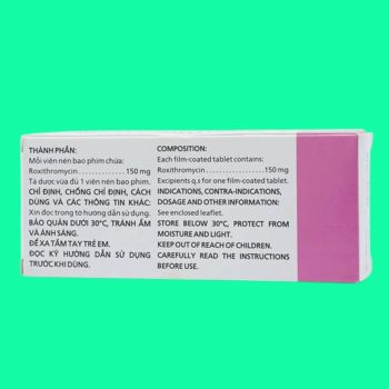 Roxithromycin 150mg Imexpharm 6 Thuốc Roxithromycin 150mg Imexpharm có tác dụng điều trị bạch hầu, ho gà giai đoạn sớm