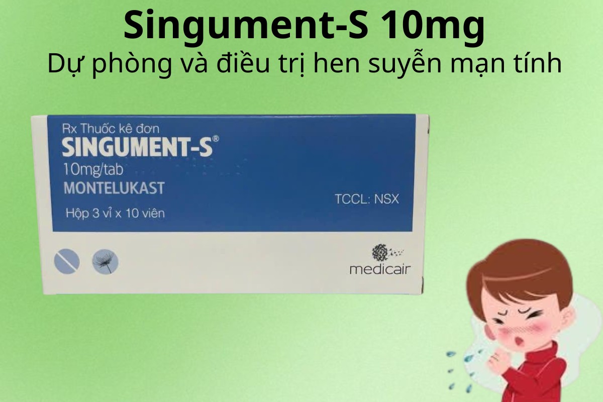 Singument-S 10mg dự phòng và điều trị hen suyễn mạn tính