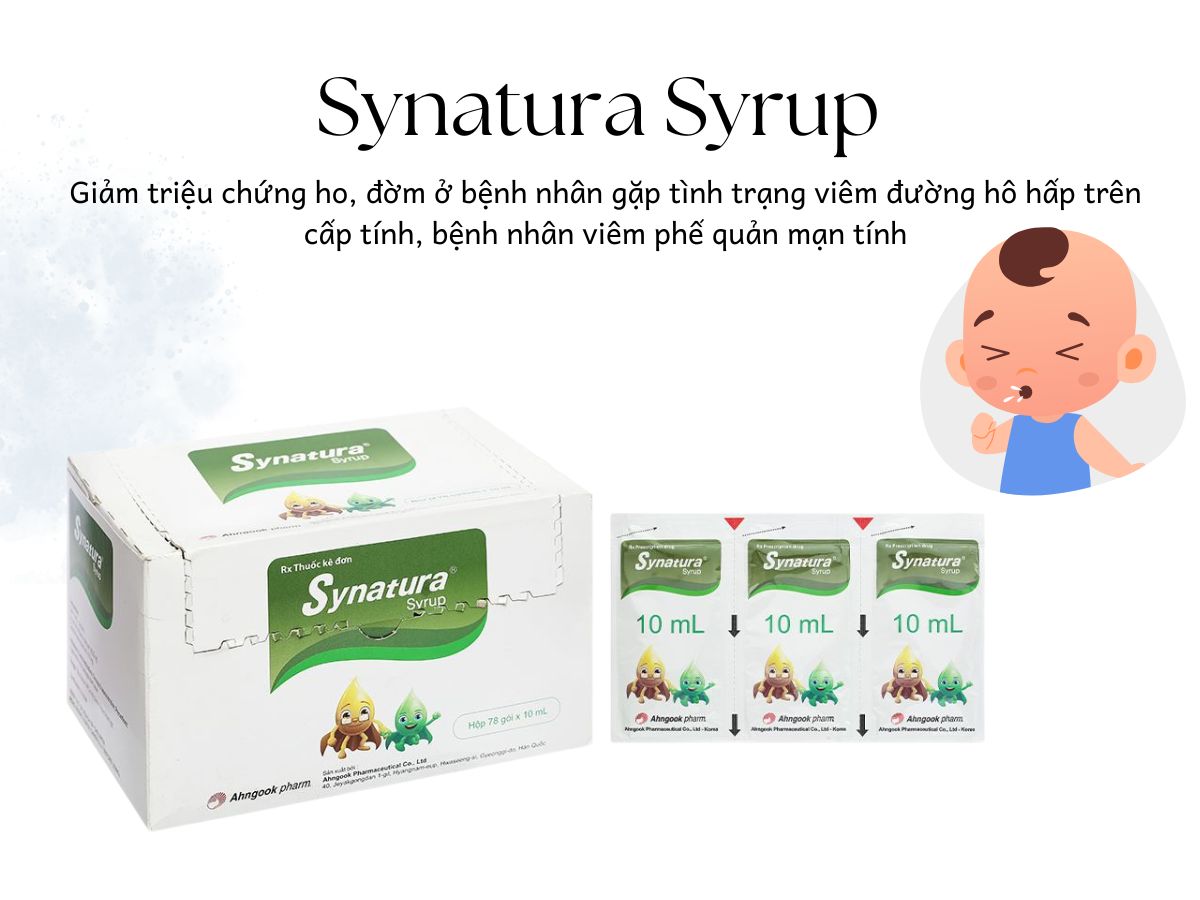 Synatura Syrup điều trị triệu chứng ho và đàm do viêm hô hấp