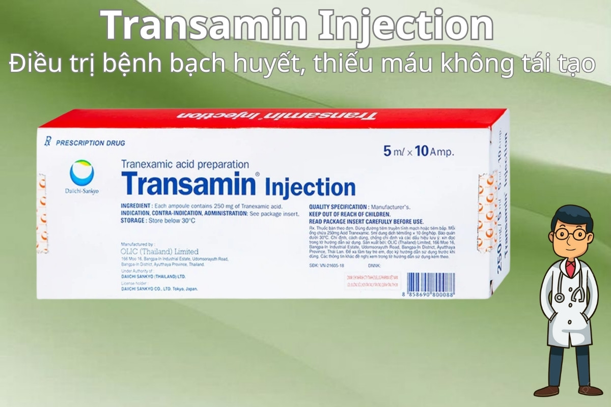 Transamin Injection 250mg/5ml điều trị bệnh bạch huyết, thiếu máu không tái tạo