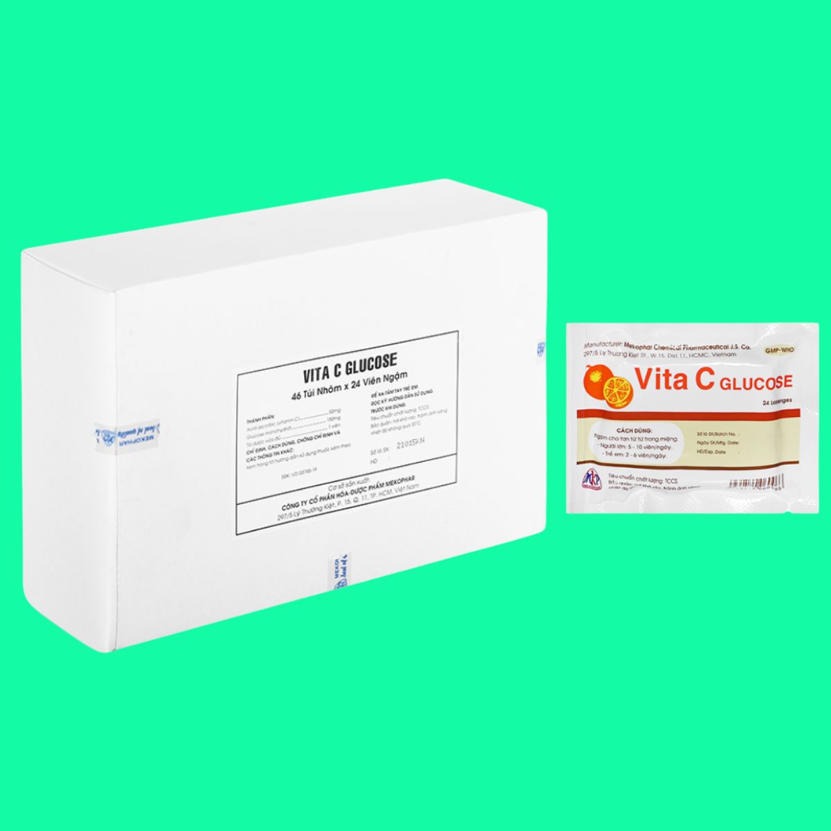Vita-C-Glucose-Mekophar-6 Viên ngậm Vita C Glucose Mekophar có tác dụng giúp tăng cường sức đề kháng