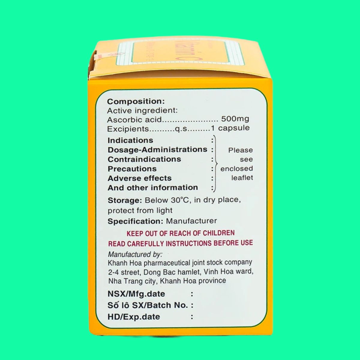 Vitamin C 500mg Khapharco (8) Vitamin C 500mg Khapharco