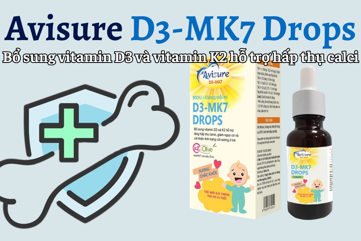 Avisure D3-MK7 Drops 11 Avisure D3-MK7 Drops bổ sung vitamin D3 và vitamin K2, hỗ trợ hấp thu calci