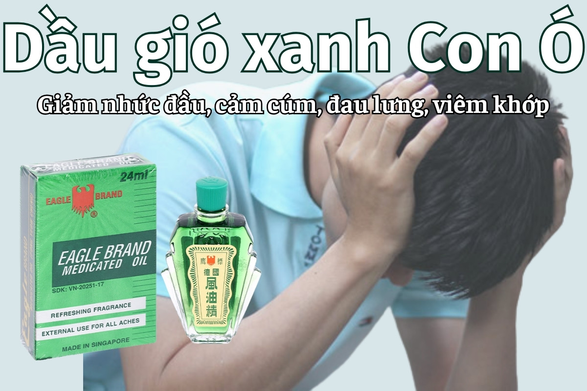 Dầu gió xanh Con Ó 8 Dầu gió xanh Con Ó giảm nhức đầu, cảm cúm, đau lưng, viêm khớp