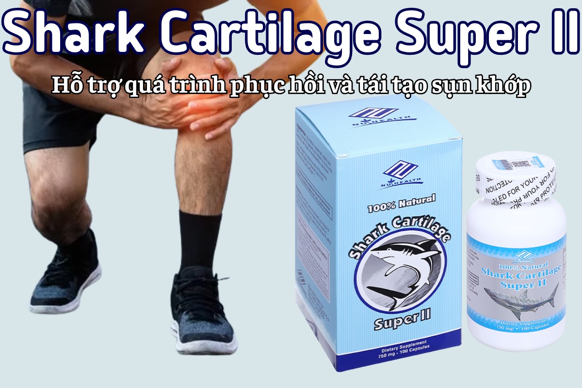 Shark Cartilage Super II 8 Shark Cartilage Super II hỗ trợ phục hồi và tái tạo sụn khớp