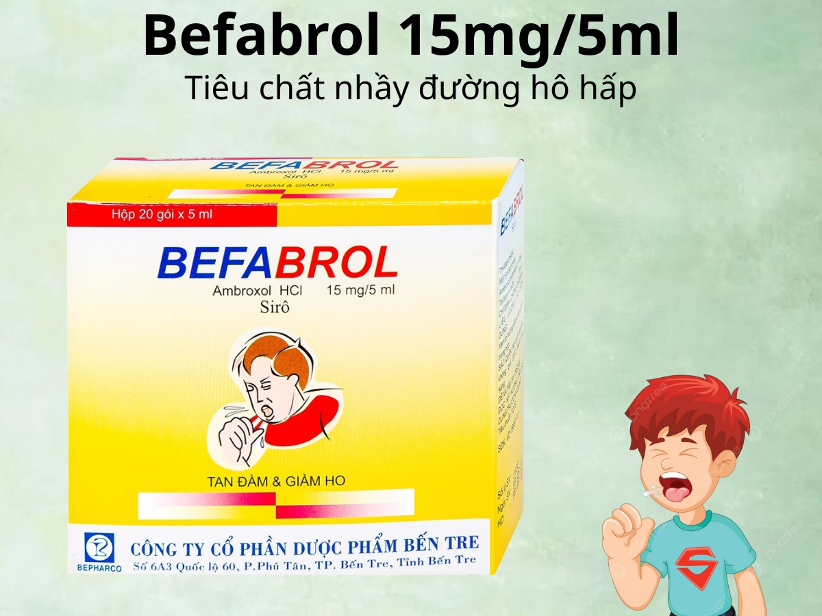 Befabrol 15mg/5ml 10 Befabrol 15mg/5ml tiêu chất nhầy đường hô hấp