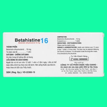 Betahistine 16 DHG 9 Betahistine 16 DHG