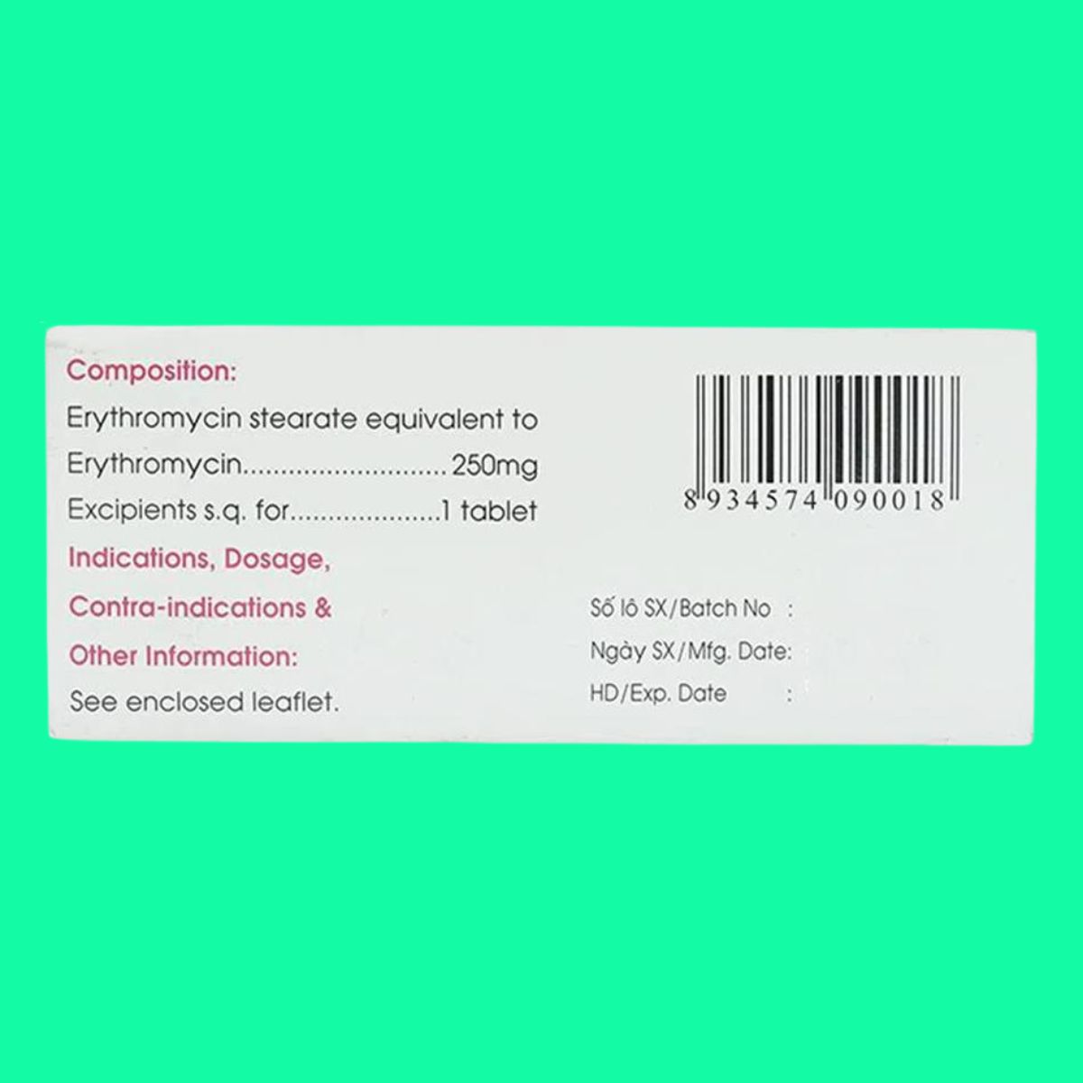 Erythromycin 250mg Mekophar (4) Erythromycin 250mg Mekophar