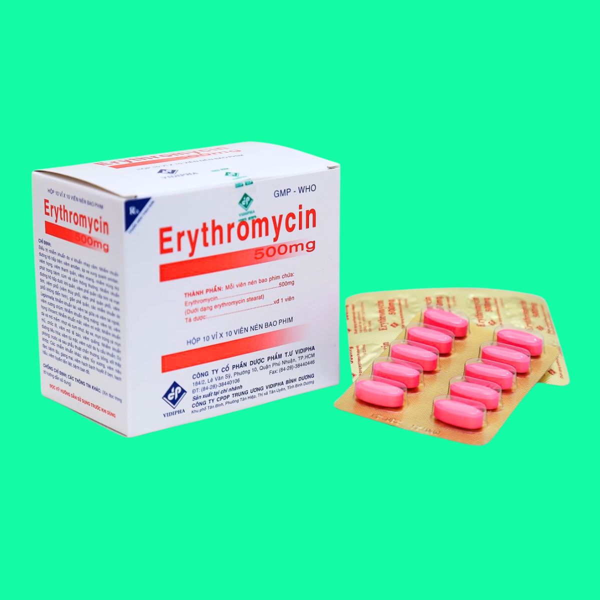 Erythromycin 500mg Vidipha (1) Erythromycin 500mg Vidipha