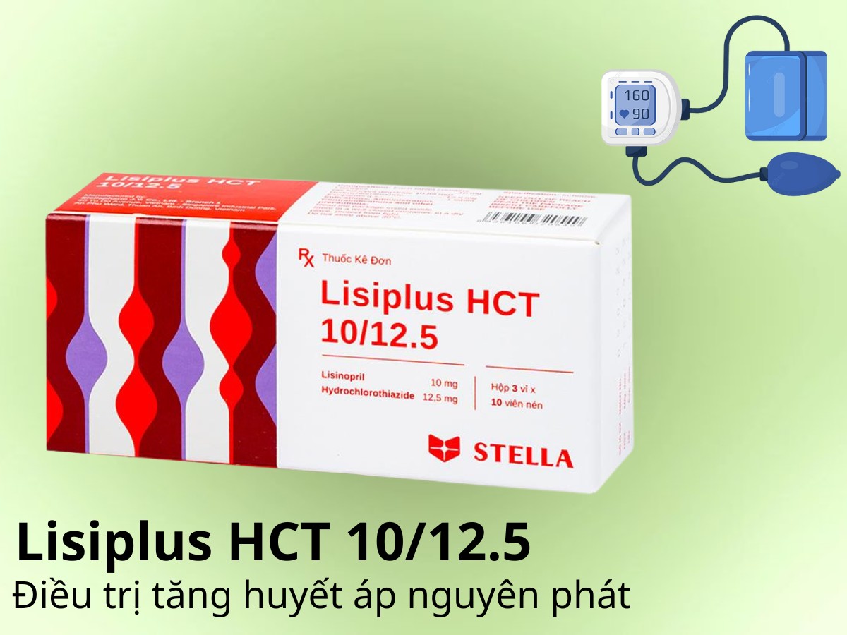 Lisiplus HCT 10/12.5 9 Lisiplus HCT 10/12.5 điều trị tăng huyết áp nguyên phát