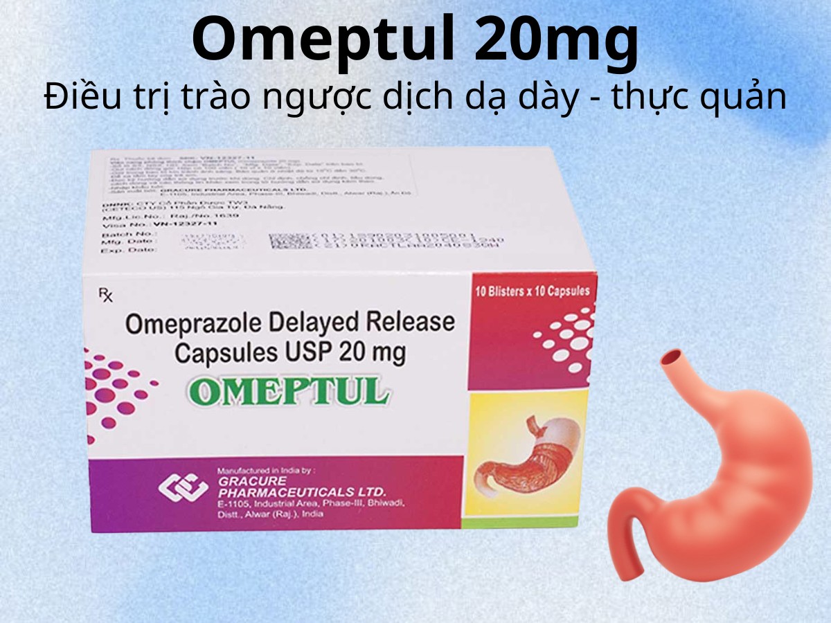 Omeptul 20mg 8 Omeptul 20mg điều trị trào ngược dịch dạ dày - thực quản