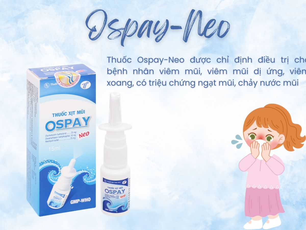 Thuốc xịt mũi Ospay-Neo điều trị viêm mũi dị ứng, viêm xoang