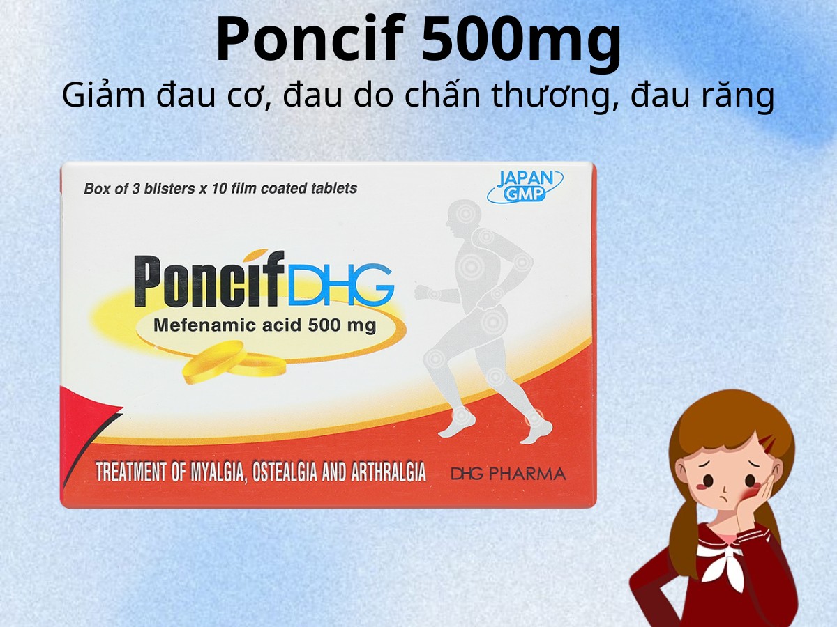 Poncif 500mg 9 Poncif 500mg giảm đau cơ, đau do chấn thương, đau răng